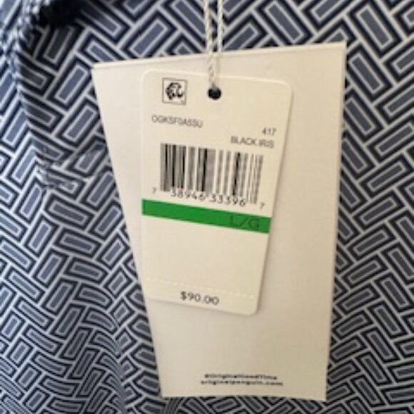 Penguin Heritage Herringbone Print Golf Polo × 1 Black Iris / L NWT - Picture 5 of 5